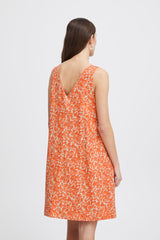 Ichi Haya Short Dress-Coral Rose Leopard Print-20120970