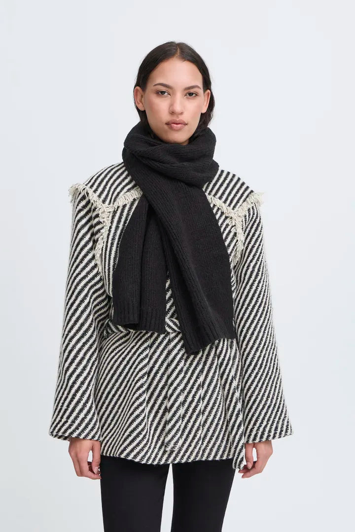 Ichi Ivo Scarf, Black, EvaLucia Boutique, Perth, Scotland