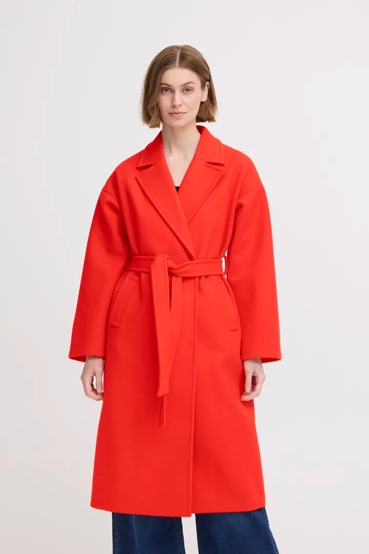 ICHI Jannet Long Jacket in Fiery Red - 20123144
