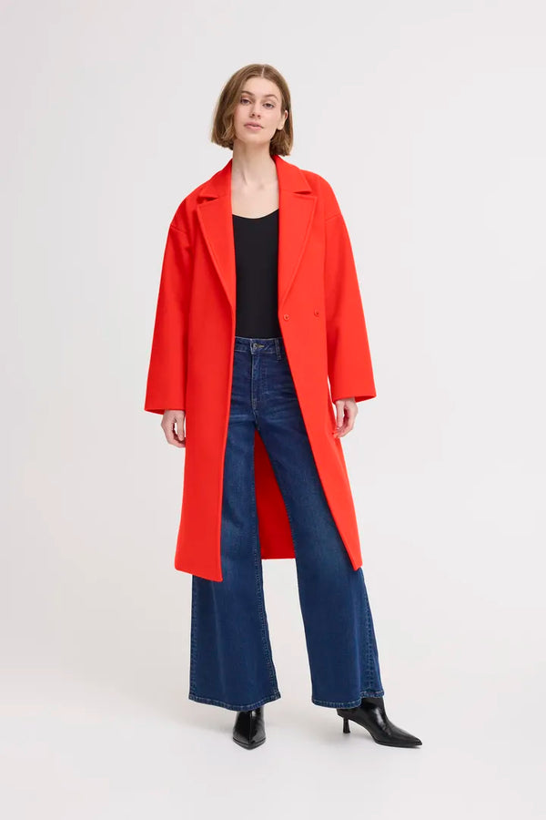ICHI Jannet Long Jacket in Fiery Red - 20123144