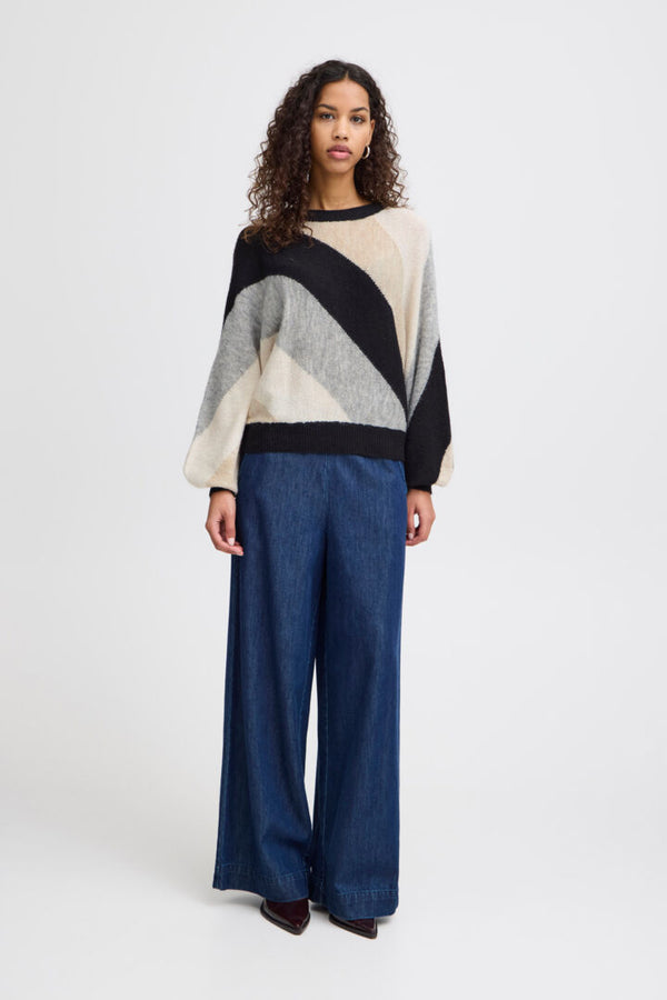 Ichi Kamara Jumper-Black Stripes-20121399