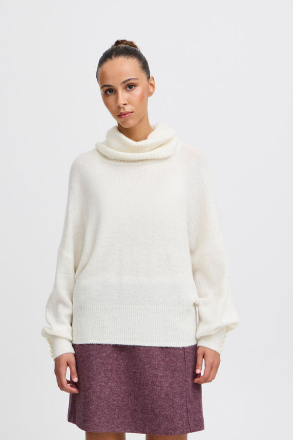 Ichi Kamara Roll Neck Jumper-Cloud Dancer-20121996