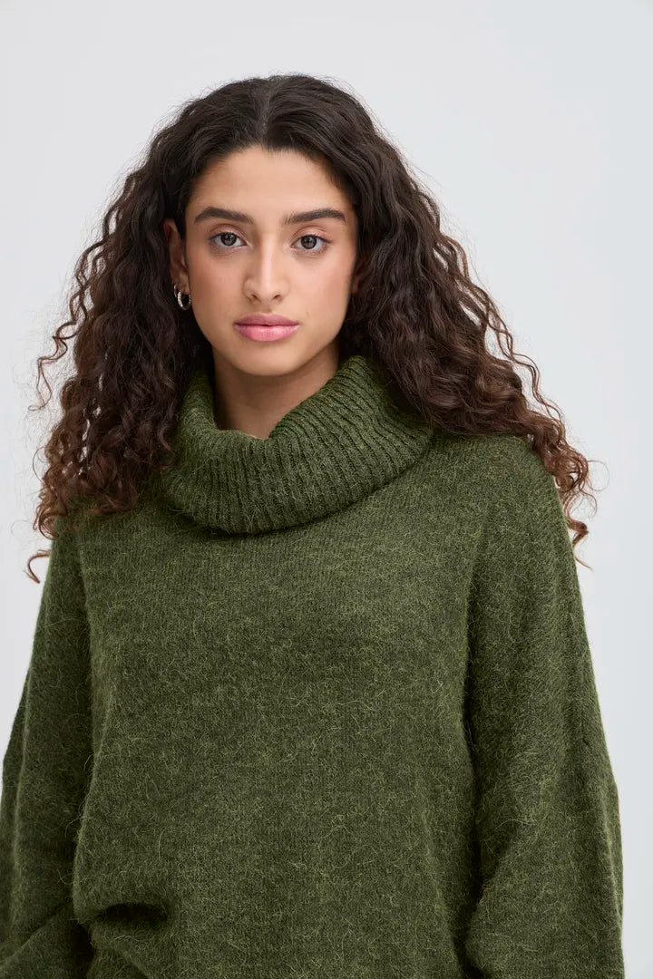ICHI Kamara Pullover Jumper in Rifle Green - 20121996