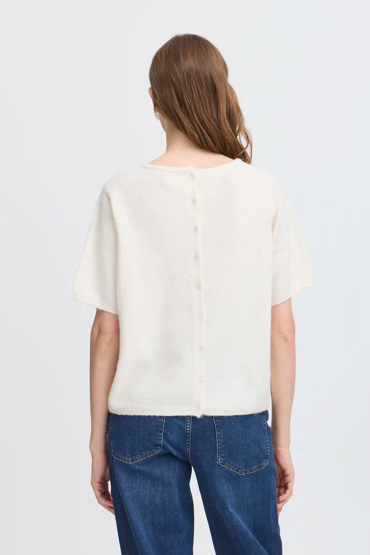 Ichi Kamara Short Sleeve Pullover in Cloud Dancer