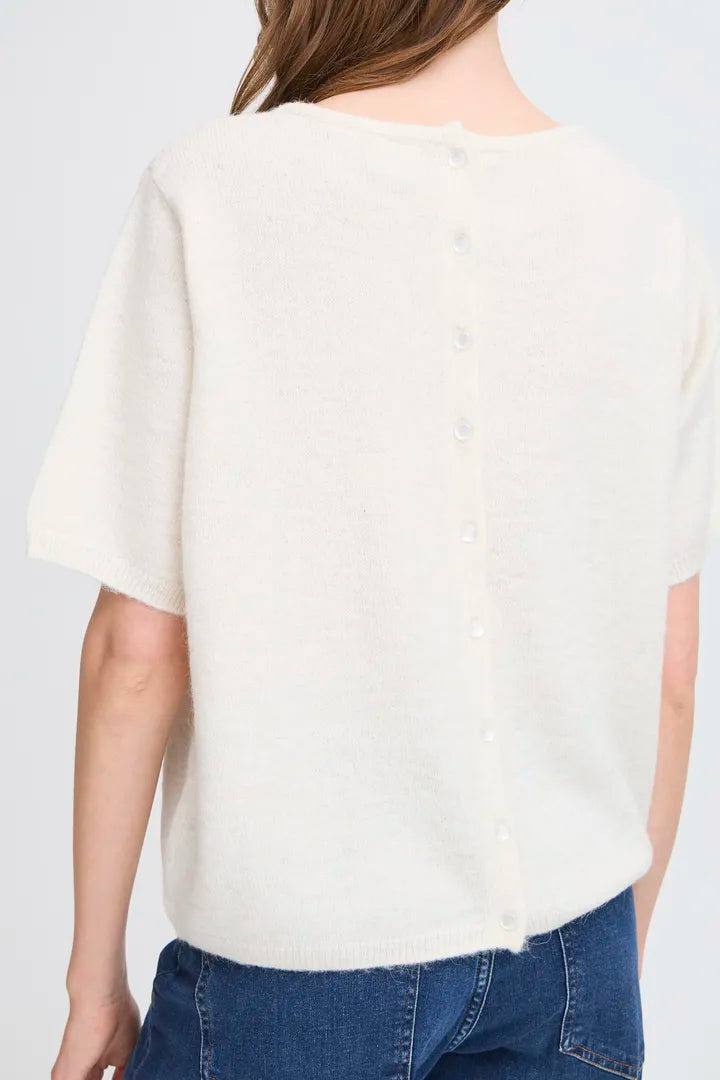 Ichi Kamara Short Sleeve Pullover in Cloud Dancer