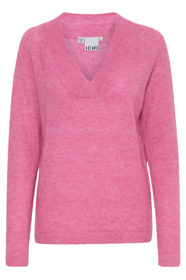 ichi kamara v neck jumper super pink evalucia boutique perth scotland