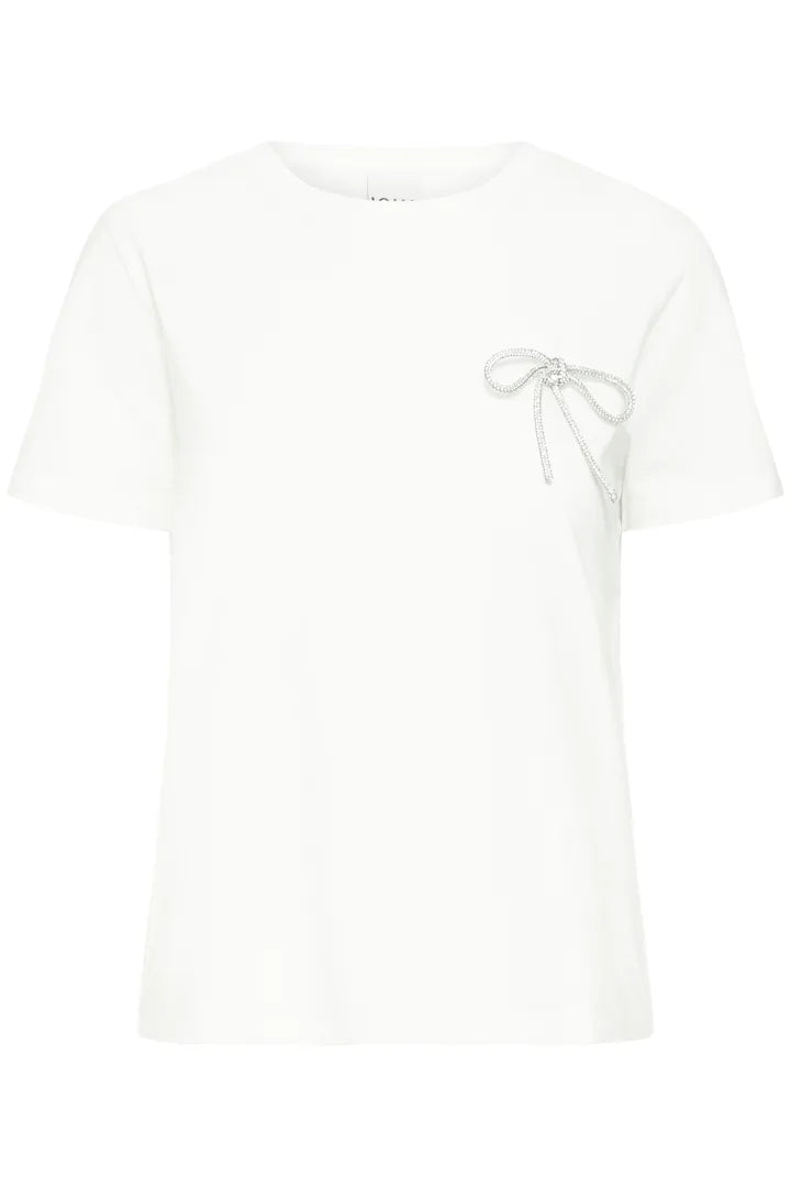 ICHI Kamille Embellished T-Shirt in Cloud Dancer - 20124728
