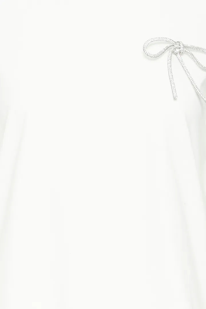 ICHI Kamille Embellished T-Shirt in Cloud Dancer - 20124728