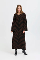 ICHI Kamora Long Sleeve Dress in Black - 20124512