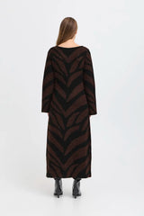 ICHI Kamora Long Sleeve Dress in Black - 20124512