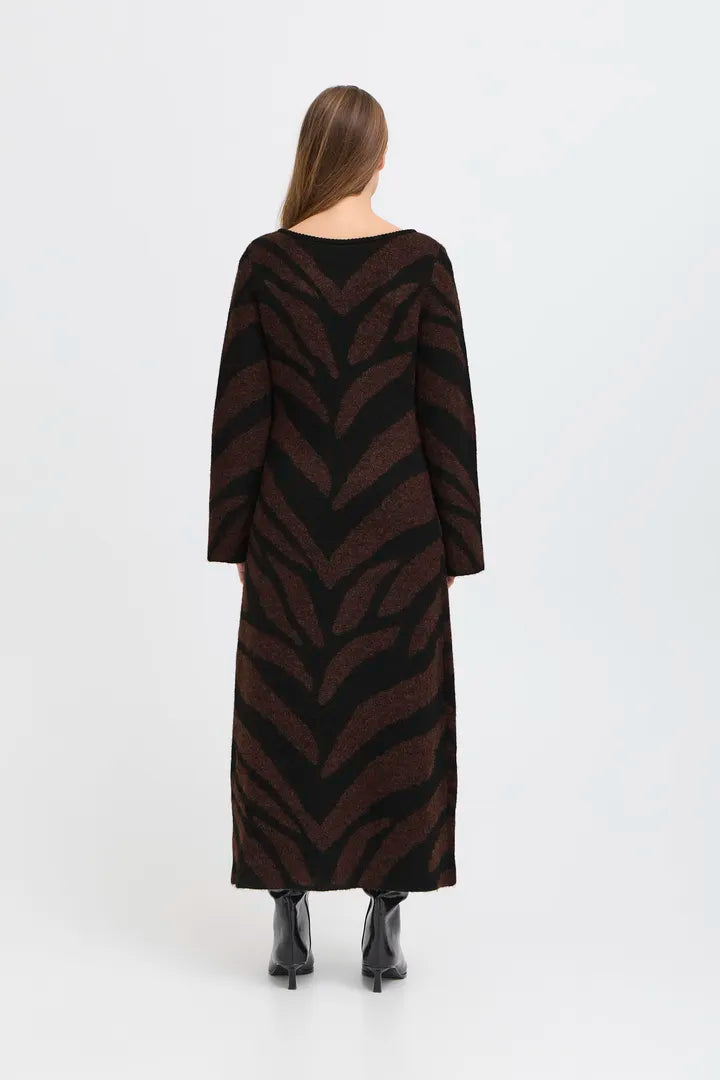 ICHI Kamora Long Sleeve Dress in Black - 20124512