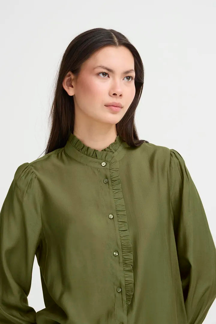 ICHI Karlina Shirt in Rifle Green - 20121887