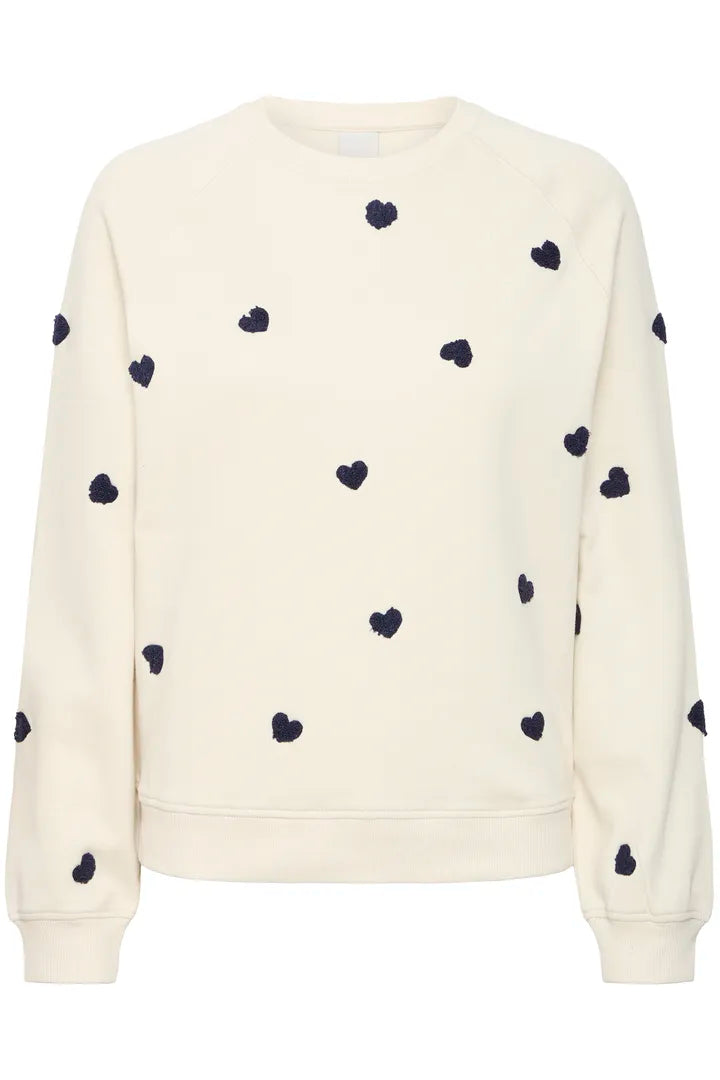 ICHI Kasura Sweatshirt in Patriot Blue Hearts - 20124128
