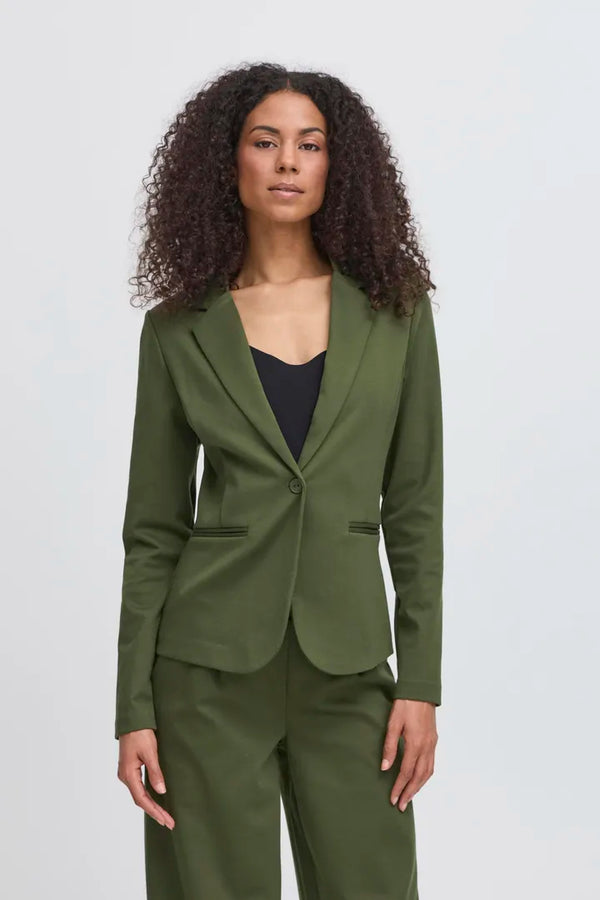 ICHI Kate Blazer in Rifle Green - 20101801