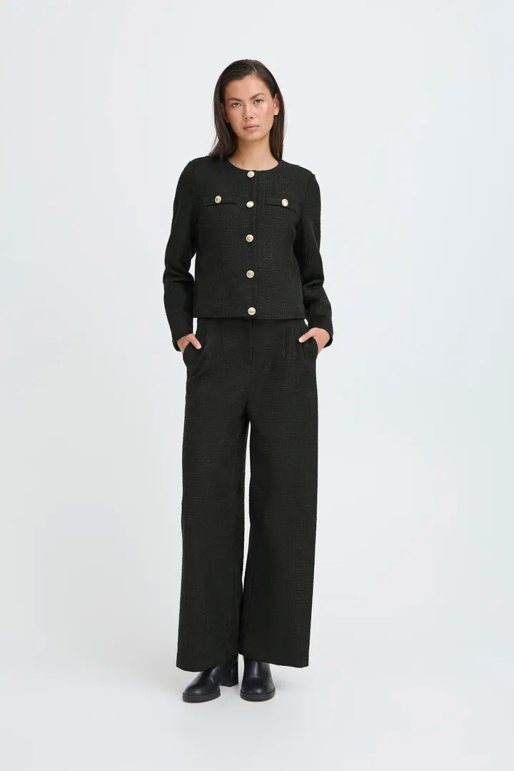ICHI Kate Gleam Wide Pant in Black - 20124868