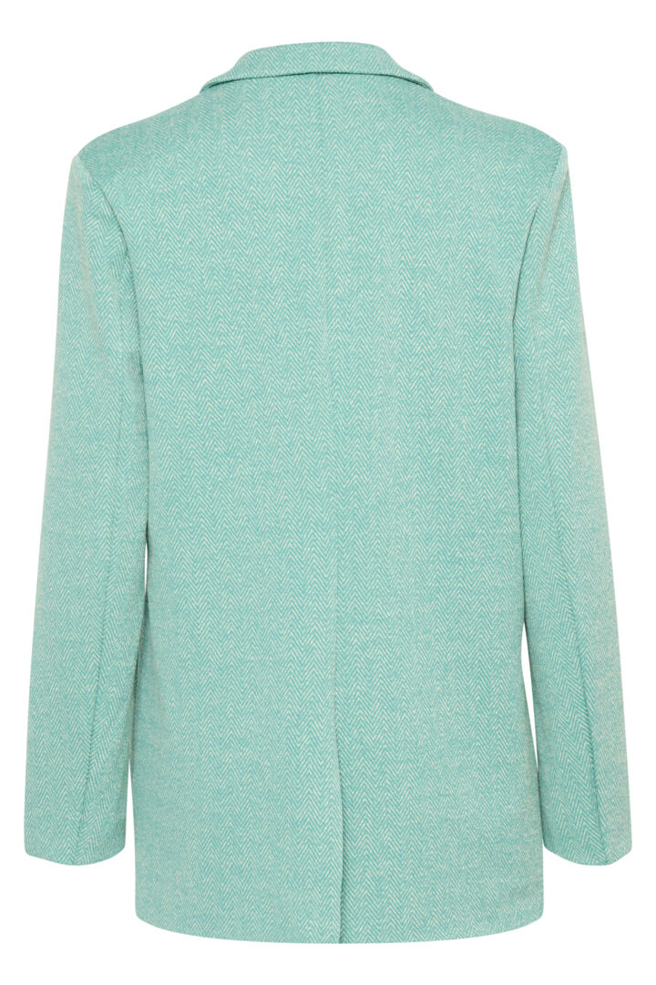 Ichi Kate Jaquard Oversized Blazer-Beryl Green/Almond Herringbone-20121605