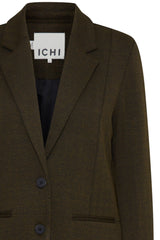 Ichi Kate Jacquard Oversized Blazer-Black Lizard Herringbone-20121605