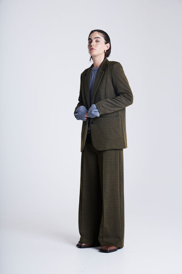 Ichi Kate Jacquard Oversized Blazer-Black Lizard Herringbone-20121605