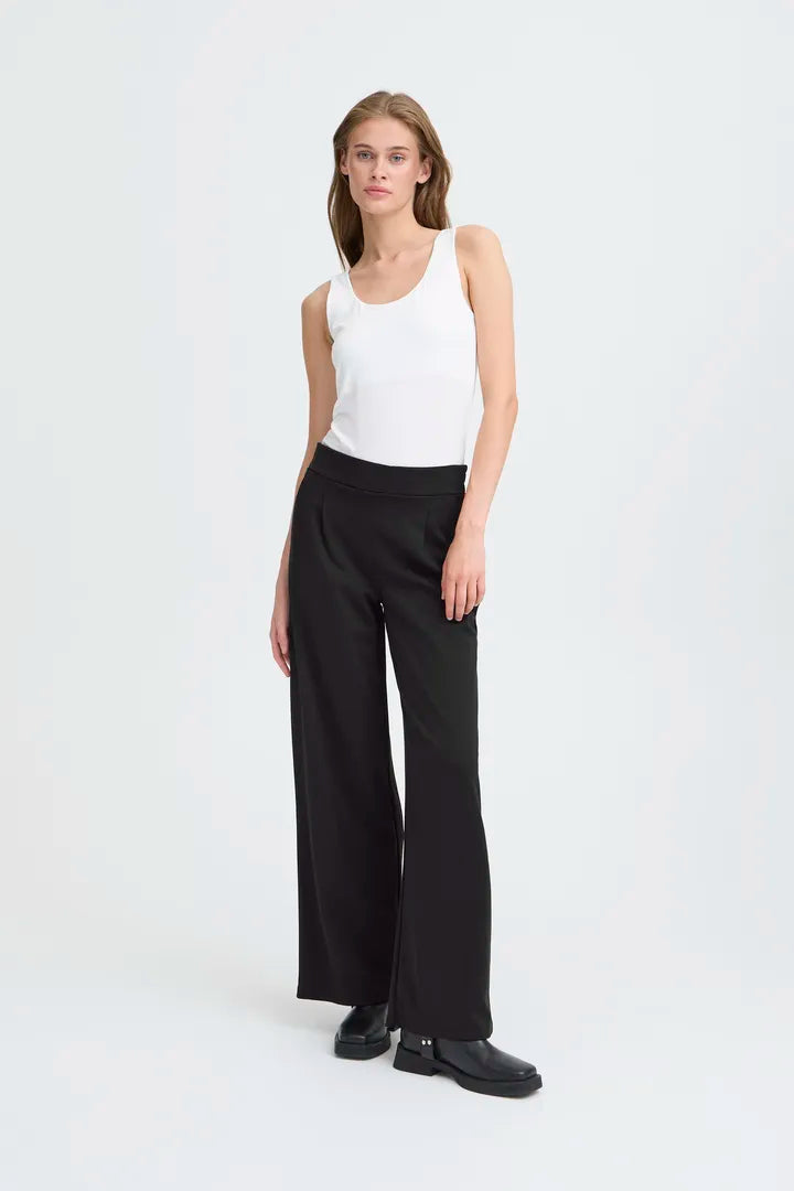 ICHI Kate Sus Long Wide Pant in Black - 20118337