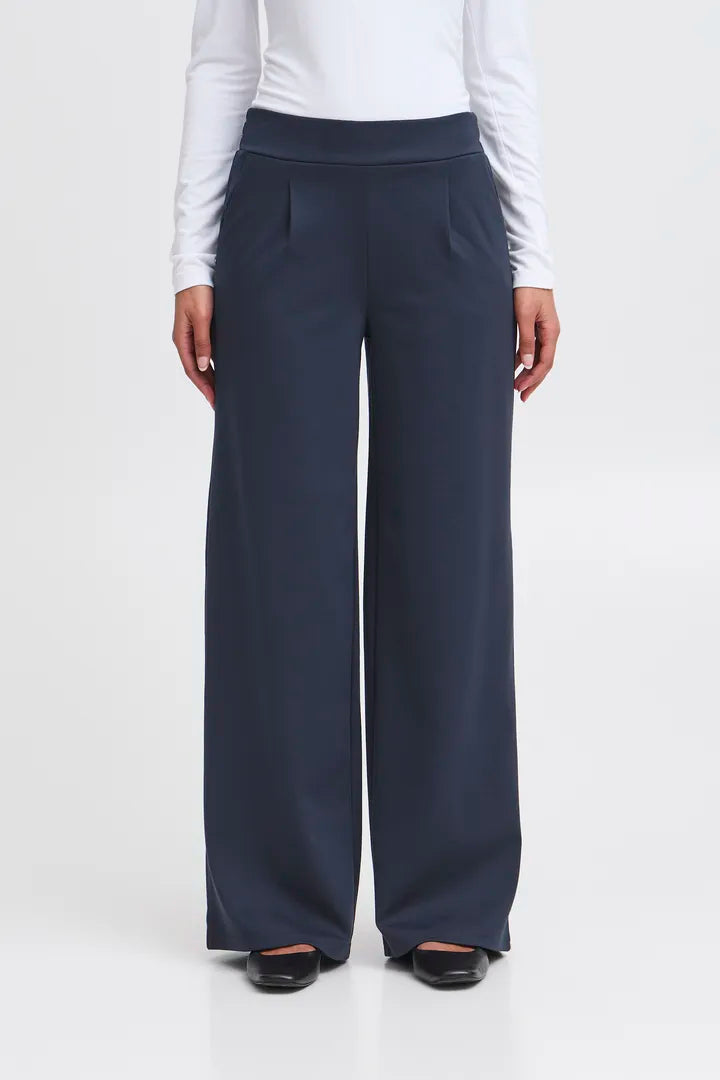ICHI Kate Sus Long Wide Pant in Total Eclipse- 20118337