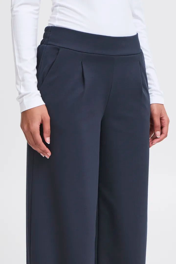ICHI Kate Sus Long Wide Pant in Total Eclipse- 20118337