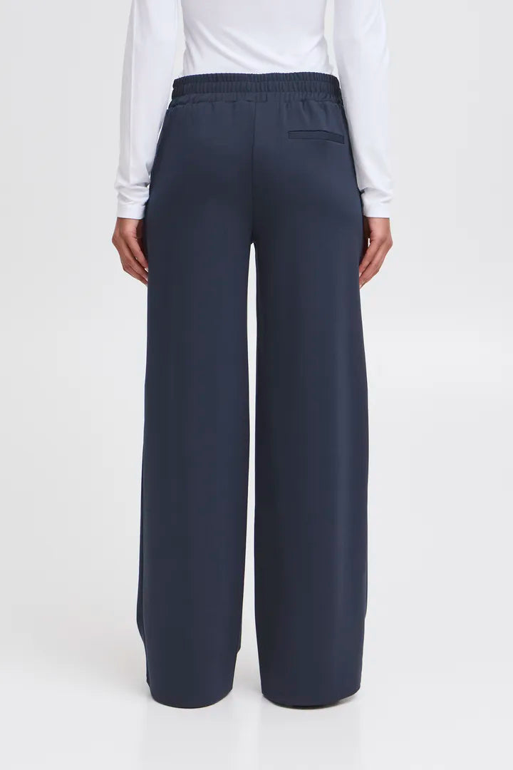 ICHI Kate Sus Long Wide Pant in Total Eclipse- 20118337
