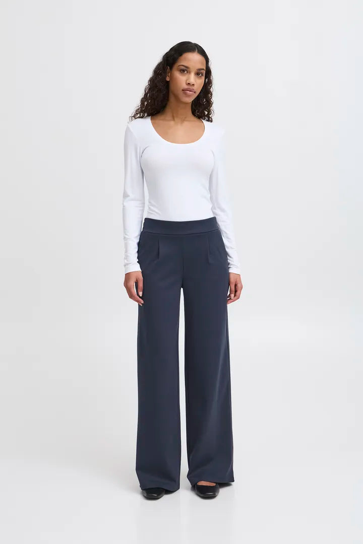 ICHI Kate Sus Long Wide Pant in Total Eclipse- 20118337