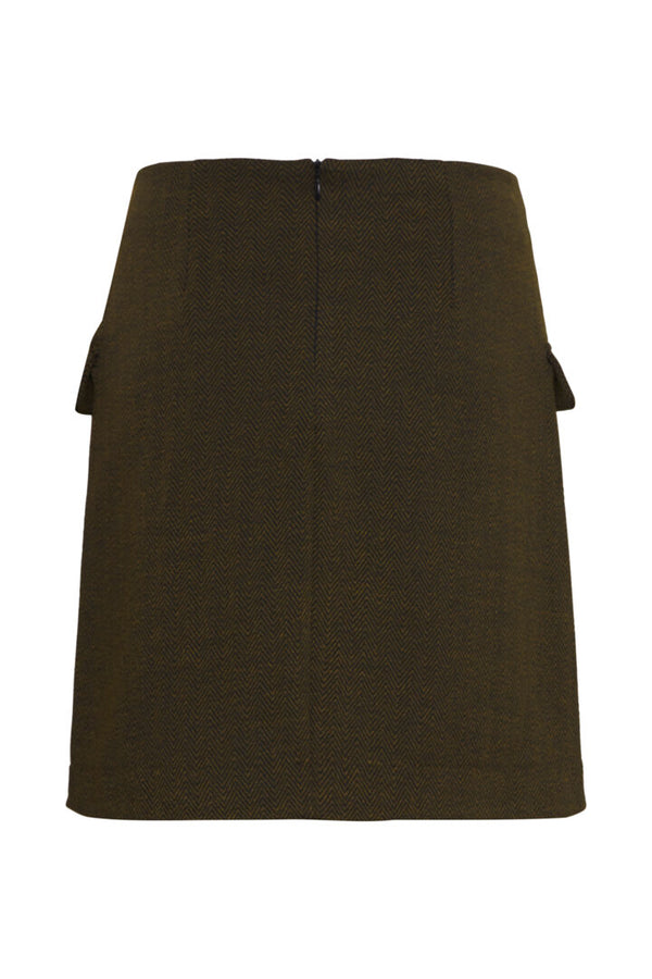 Ichi Kate Jacquard Skirt-Black Lizard Herringbone-20121603