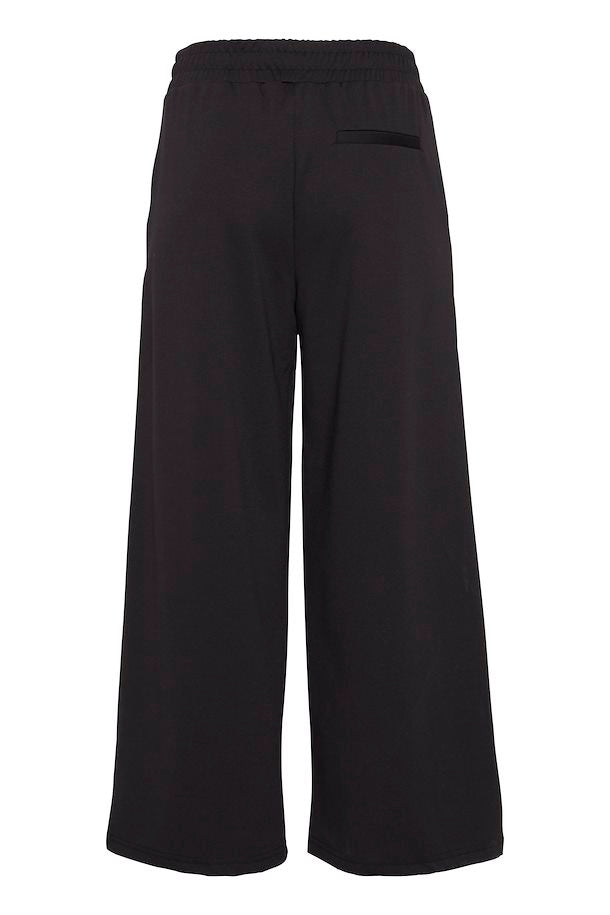Ichi Kate Sus Wide Leg Cropped Trousers in Black -20116301