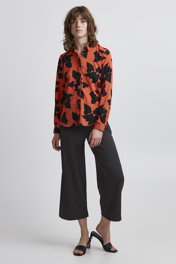Ichi Kate Sus Wide Leg Cropped Trousers in Black -20116301
