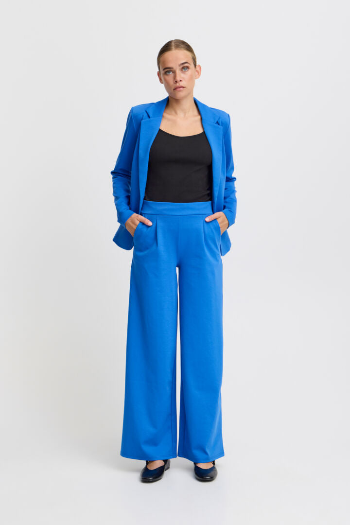 ICHI Kate Sus Long Wide Pant in Strong Blue - 20118337
