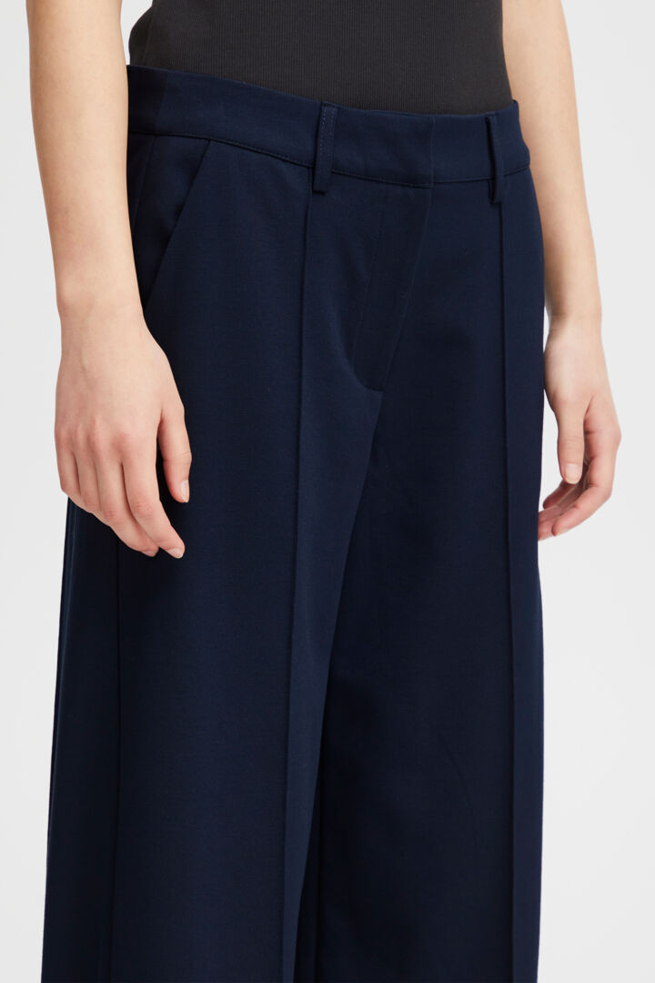 Ichi Kate Sus Wide Leg Trousers-Total Eclipse-20116768