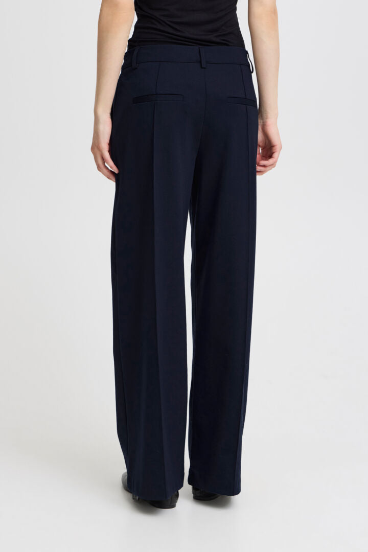 ichi Kate Sus Wide Leg Trousers-Total Eclipse-20116768