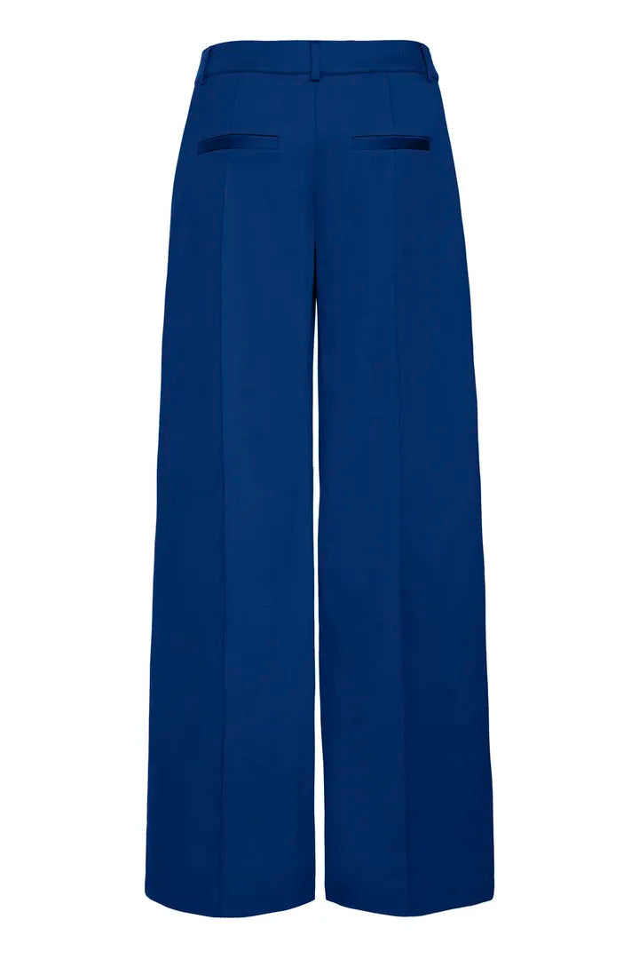 ICHI Kate Sus Office Wide Leg Trousers in Blueprint - 20116768