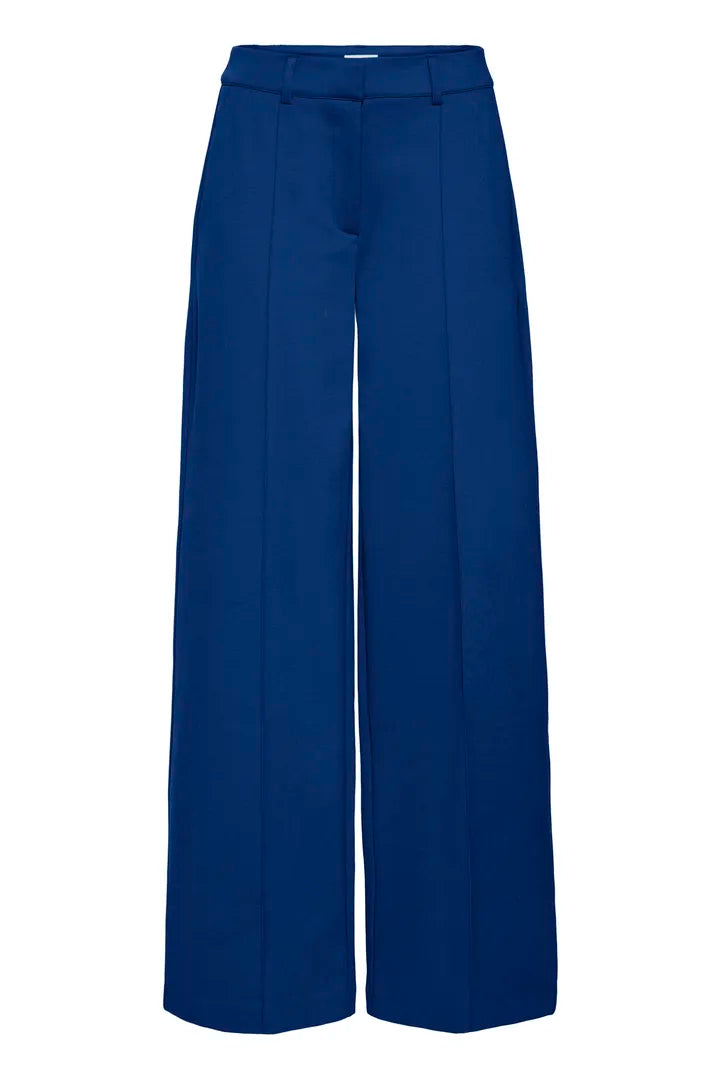 ICHI Kate Sus Office Wide Leg Trousers in Blueprint - 20116768