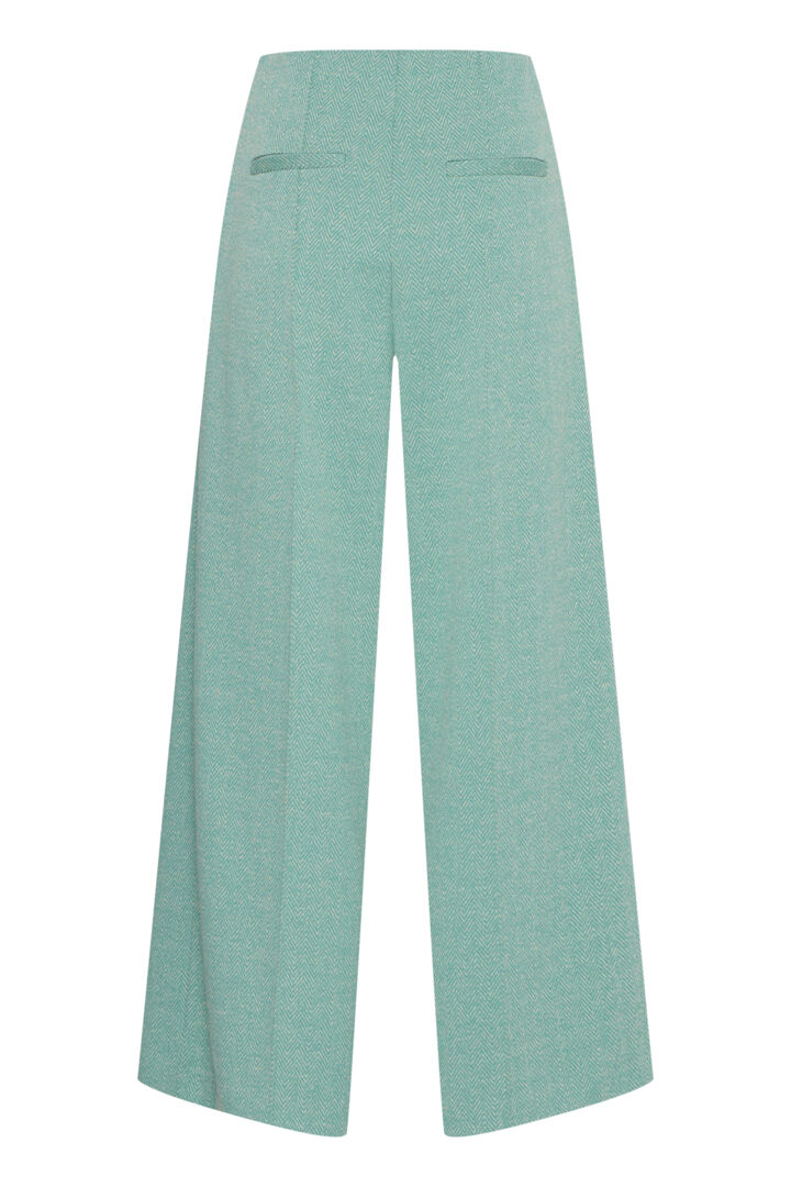 Ichi Kate Trousers-Beryl Green/Almond Herringbone-20121602