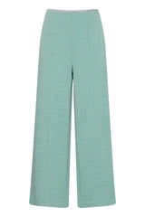 Ichi Kate Trousers-Beryl Green/Almond Herringbone-20121602