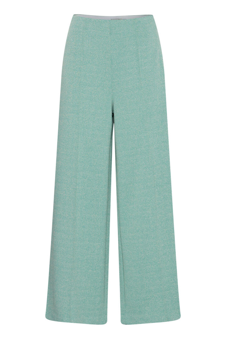 Ichi Kate Trousers-Beryl Green/Almond Herringbone-20121602