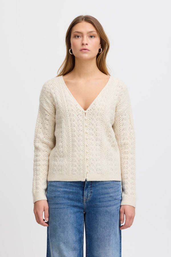 ichi liyanna cardigan almond milk evalucia boutique perth scotland