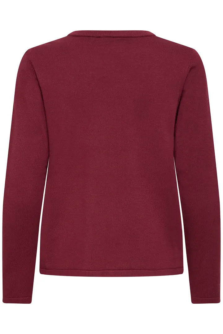 Ichi Luls Round Neck Long Sleeve Top in Rhododendron
