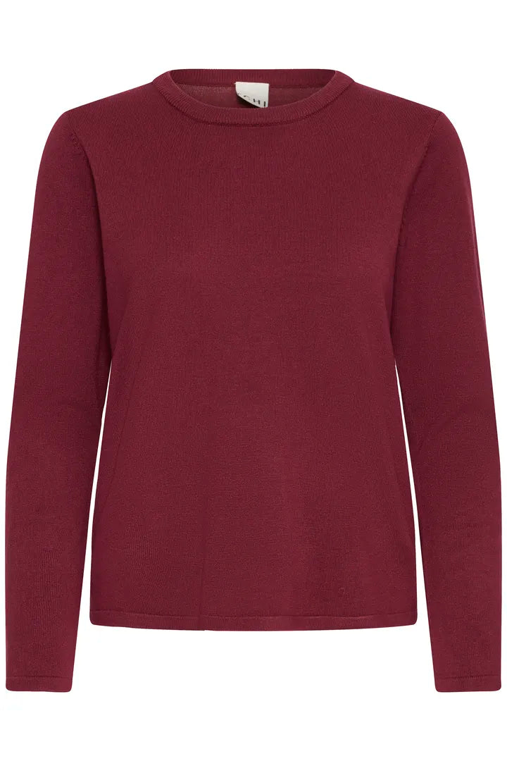 Ichi Luls Round Neck Long Sleeve Top in Rhododendron