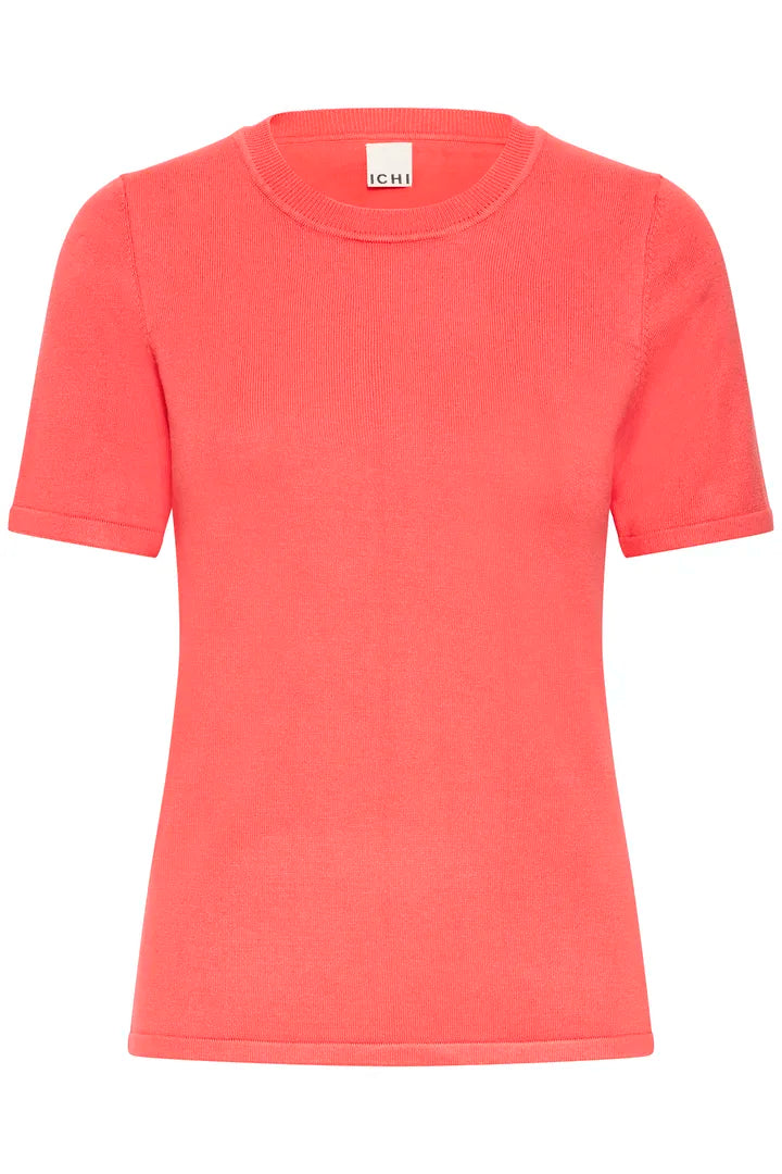 ICHI Luls Round Neck T-Shirt in Teaberry - 20125816