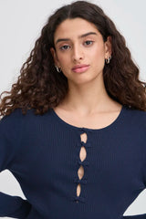 ICHI Mafa Long Sleeved Pullover in Total Eclipse - 20124339