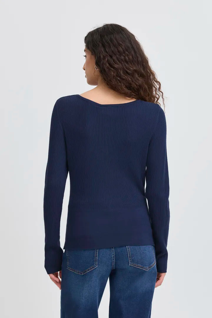 ICHI Mafa Long Sleeved Pullover in Total Eclipse - 20124339