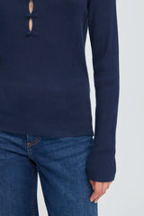 ICHI Mafa Long Sleeved Pullover in Total Eclipse - 20124339