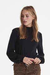 Ichi Mafa Turtle Neck Jumper-Black-20107646