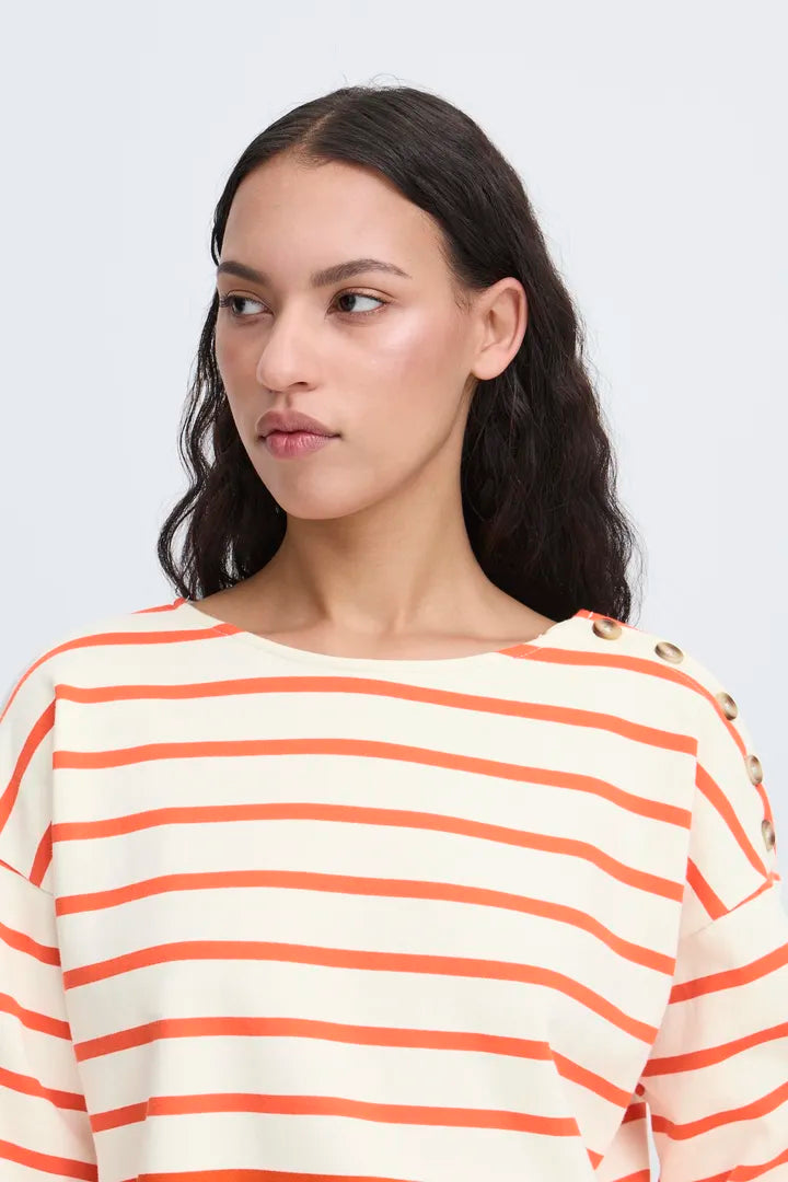 ICHI Magga Sweatshirt in Magga Stripe - 20124153