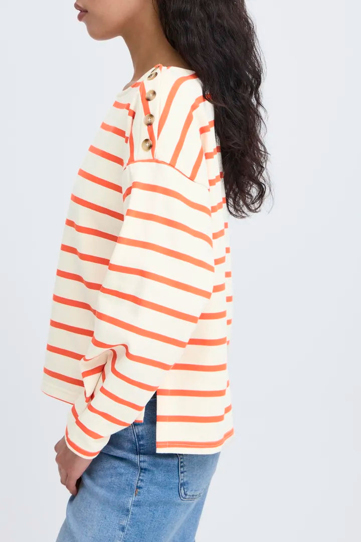 ICHI Magga Sweatshirt in Magga Stripe - 20124153