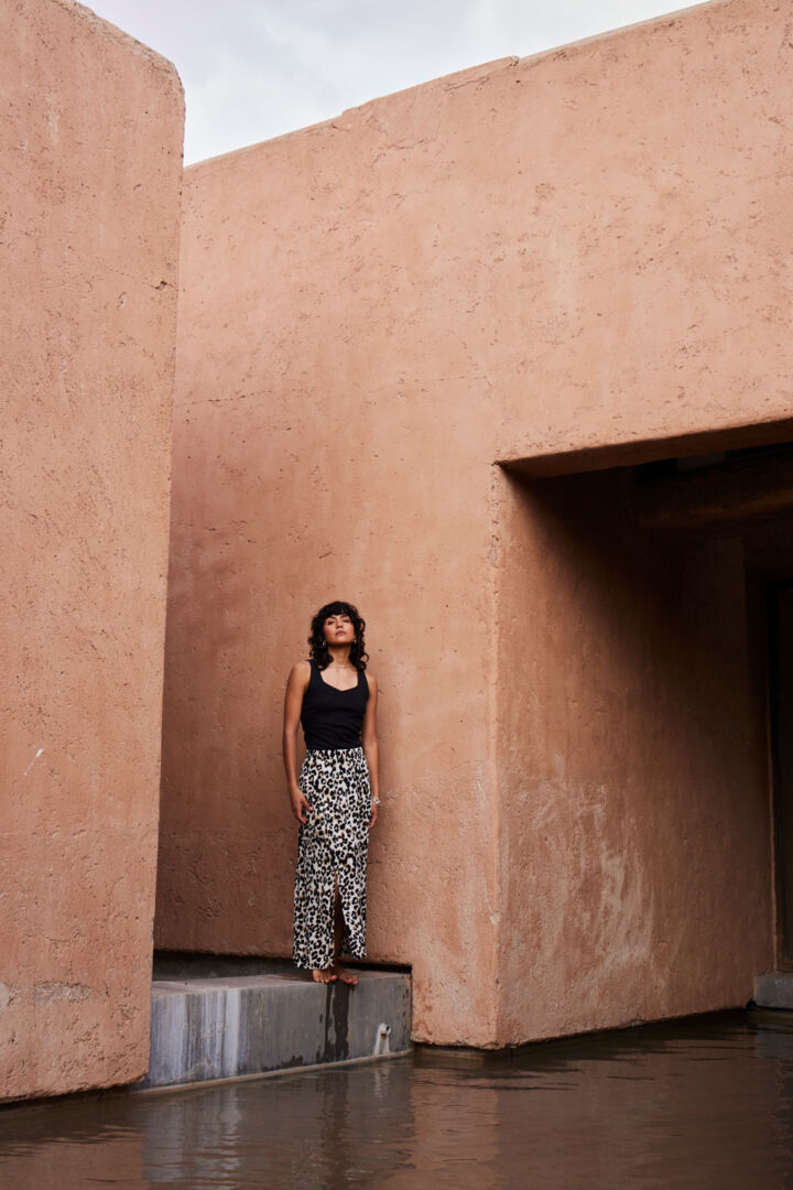Ichi Marrakech AOP Maxi Skirt-Tannin Leo-20120868