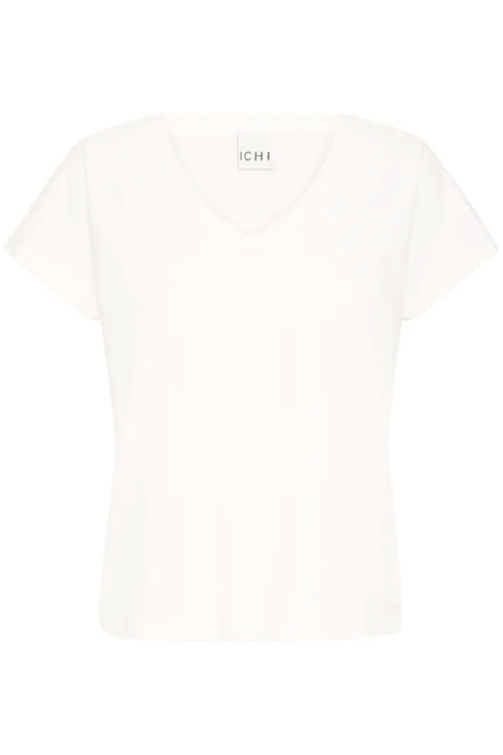 ICHI Monora Short Sleeve T-Shirt in Cloud Dancer - 20125104